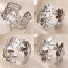 Stainless Steel Exaggerated Flower Butterfly Geometric Open Bracelet For Women Polish Process