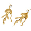 Stainless Steel Exaggerated Pearl Earrings With Marine Series Jellyfish Design Electroplated For Women