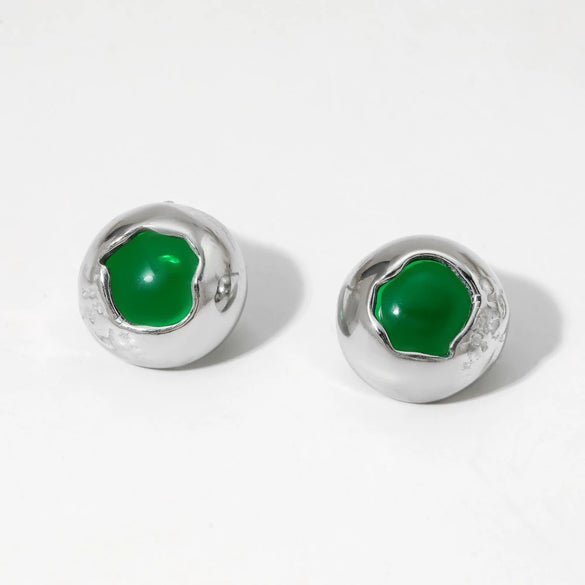 Stainless Steel Exquisite Round Geometric Earrings With Pvd Electroplating Sweet Retro Style