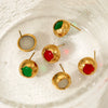Stainless Steel Exquisite Round Geometric Earrings With Pvd Electroplating Sweet Retro Style