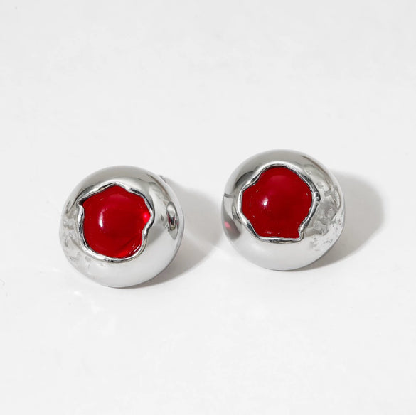 Stainless Steel Exquisite Round Geometric Earrings With Pvd Electroplating Sweet Retro Style
