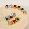Stainless Steel Exquisite Round Geometric Earrings With Pvd Electroplating Sweet Retro Style