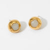 Stainless Steel Exquisite Round Geometric Earrings With Pvd Electroplating Sweet Retro Style
