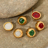 Stainless Steel Exquisite Round Geometric Earrings With Pvd Electroplating Sweet Retro Style