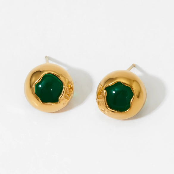 Stainless Steel Exquisite Round Geometric Earrings With Pvd Electroplating Sweet Retro Style