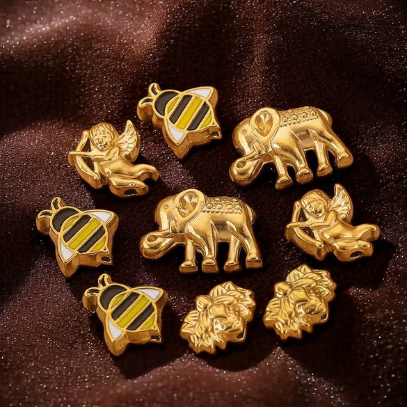 Stainless Steel Fancy Spacer Beads With Dragon Pattern And Electroplating For Jewelry Accessories