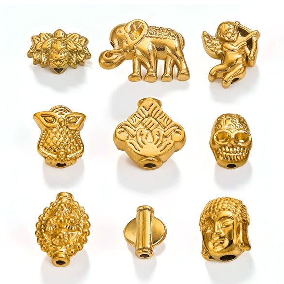 Stainless Steel Fancy Spacer Beads With Dragon Pattern And Electroplating For Jewelry Accessories