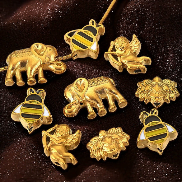 Stainless Steel Fancy Spacer Beads With Dragon Pattern And Electroplating For Jewelry Accessories