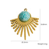 Stainless Steel Fanshaped Pendant Inlaid With Faceted Natural Stone Electroplated Diy Jewelry Accessories