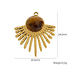 Stainless Steel Fanshaped Pendant Inlaid With Faceted Natural Stone Electroplated Diy Jewelry Accessories