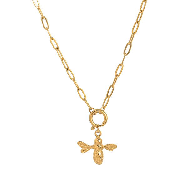 Stainless Steel Fashion Animal Series Geometric Pendant Necklace With Furnace Vacuum Plating 18K Gold Color