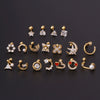 Stainless Steel Fashion Geometric Electroplated Zircon Ear Bone Puncture Earrings For Women
