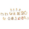 Stainless Steel Fashion Geometric Electroplated Zircon Ear Bone Puncture Earrings For Women