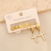 Stainless Steel Fashion Geometric Heart Shape Drop Shape Diamond Earrings With Love Flower Moon Butterfly Design