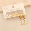 Stainless Steel Fashion Geometric Heart Shape Drop Shape Diamond Earrings With Love Flower Moon Butterfly Design