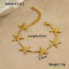 Stainless Steel Fashion Geometric Style Bracelet With Hollow Starfish Shell Heart Pattern And Electroplating Process For Women