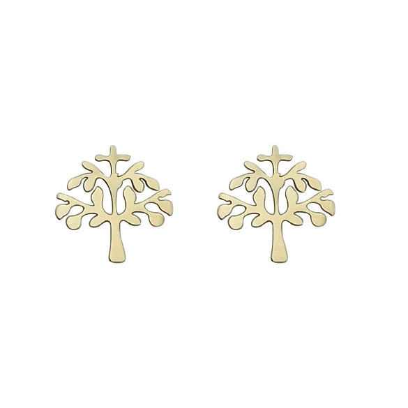 Stainless Steel Fashion Hollow Life Tree Earrings With Electroplating