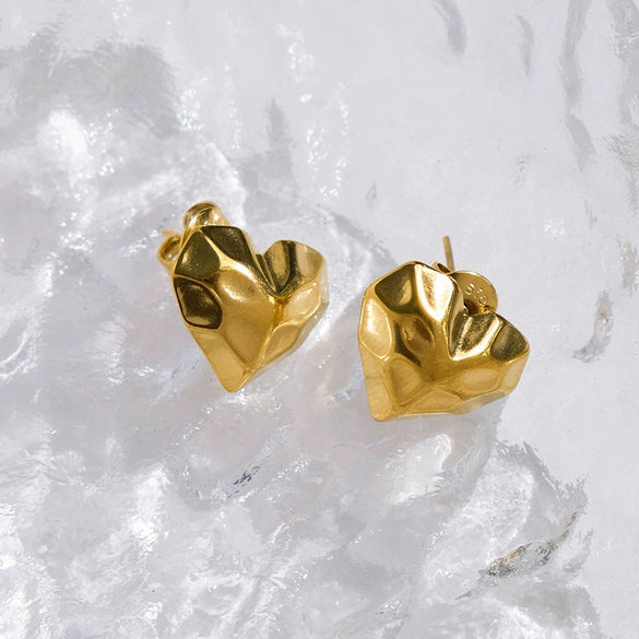 Stainless Steel Fashion Love Embossed Earrings With Electroplating Treatment
