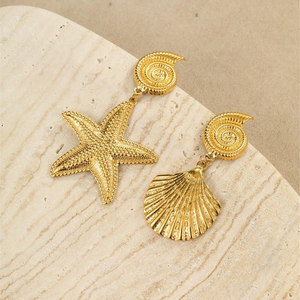 Stainless Steel Fashion Minimalist Geometric Star Earrings With Electroplating For Women