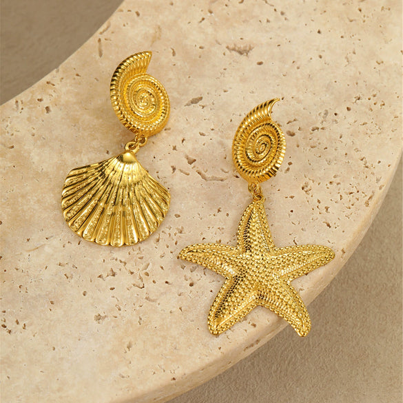 Stainless Steel Fashion Minimalist Geometric Star Earrings With Electroplating For Women