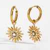 Stainless Steel Fashion Ol Creative Design Sun Zircon Pendant Earrings With Electroplating