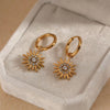 Stainless Steel Fashion Ol Creative Design Sun Zircon Pendant Earrings With Electroplating