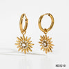 Stainless Steel Fashion Ol Creative Design Sun Zircon Pendant Earrings With Electroplating