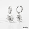 Stainless Steel Fashion Ol Creative Design Sun Zircon Pendant Earrings With Electroplating