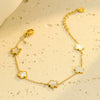 Stainless Steel Fashion Ol Style Fiveleaf Petals Fritillaria Bracelet With Electroplating