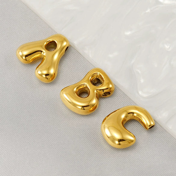 Stainless Steel Fashion Perforated Bubble Letter Pendant Necklace Jewelry Accessories With Electroplating