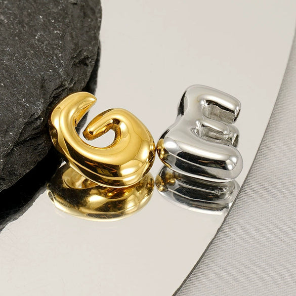 Stainless Steel Fashion Perforated Bubble Letter Pendant Necklace Jewelry Accessories With Electroplating