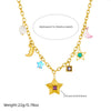 Stainless Steel Fashion Personality Star And Moon Pendant O Necklace With Electroplating