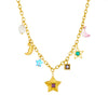 Stainless Steel Fashion Personality Star And Moon Pendant O Necklace With Electroplating
