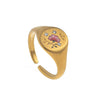 Stainless Steel Fashion Ring With Heart Shape Lion Mermaid Pattern Furnace Vacuum Plating