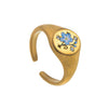Stainless Steel Fashion Ring With Heart Shape Lion Mermaid Pattern Furnace Vacuum Plating