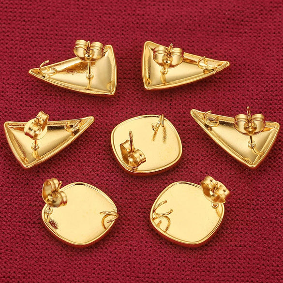 Stainless Steel Fashion Round Quadrangle Triangle Goldplated Titanium Steel Earrings Making Supplies Jewelry