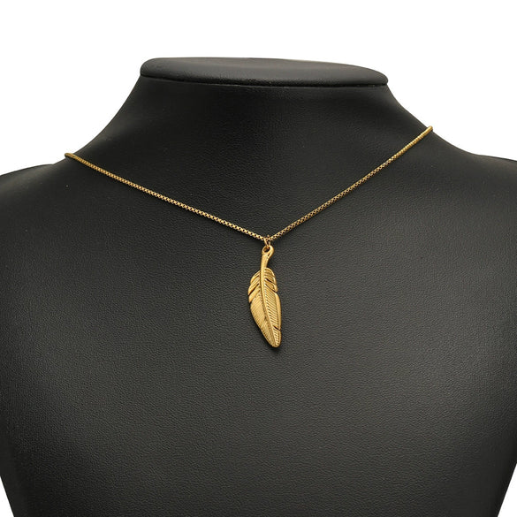 Stainless Steel Feather Sun Rectangular Pendant Jewelry Electroplated