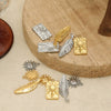 Stainless Steel Feather Sun Rectangular Pendant Jewelry Electroplated