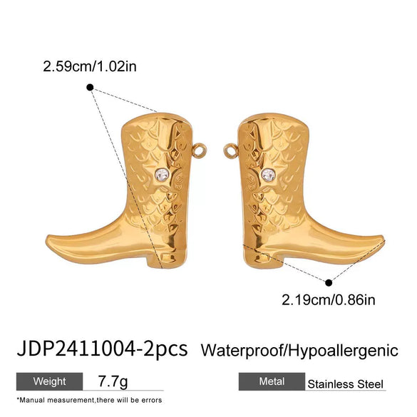 Stainless Steel Female Boots Accessories With Diamond And Totem Pattern Electroplating
