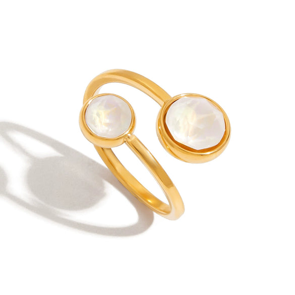 Stainless Steel Female Open Ring With Geometric Design And Electroplating Zircon Jewelry