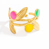 Stainless Steel Female Ring Fashion Design With Flower Pattern Electroplated