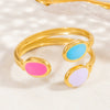 Stainless Steel Female Ring Fashion Design With Flower Pattern Electroplated