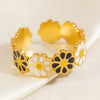 Stainless Steel Female Ring Fashion Design With Flower Pattern Electroplated