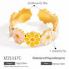 Stainless Steel Female Ring Fashion Design With Flower Pattern Electroplated