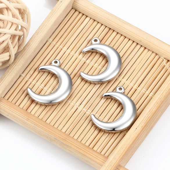 Stainless Steel Fine Polished Moon Crescent Pendant Jewelry Accessories Handmade Electroplated