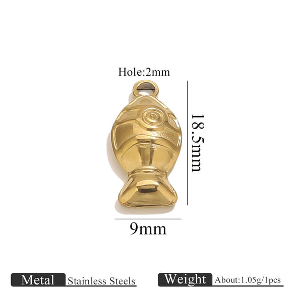 Stainless Steel Fish Crab Coconut Tree Pendant Jewelry Accessories Handmade Electroplated