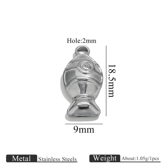 Stainless Steel Fish Crab Coconut Tree Pendant Jewelry Accessories Handmade Electroplated