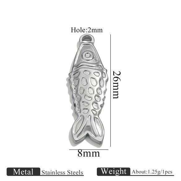 Stainless Steel Fish Crab Coconut Tree Pendant Jewelry Accessories Handmade Electroplated