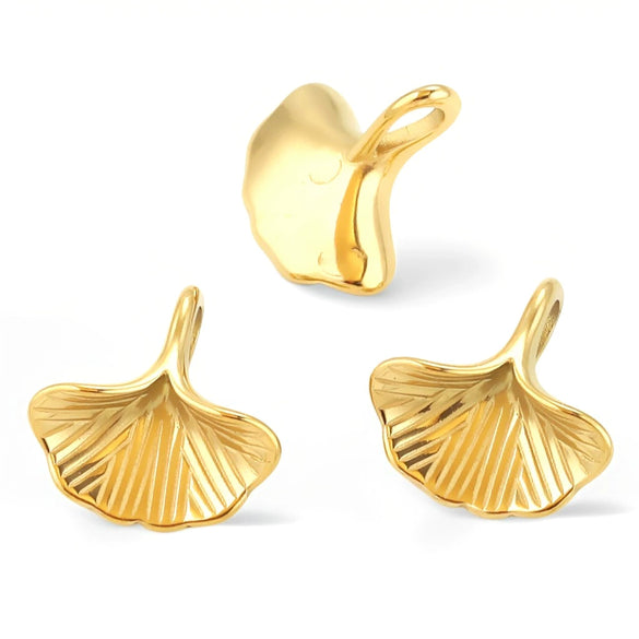 Stainless Steel Fish Ginkgo Leaf Pendant Jewelry Necklace Vacuum Plating Electroplating