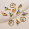 Stainless Steel Fish Octopus Shark Oil Drop Pendant Beach Jewelry Accessories Vacuum Gold Plated Electroplated